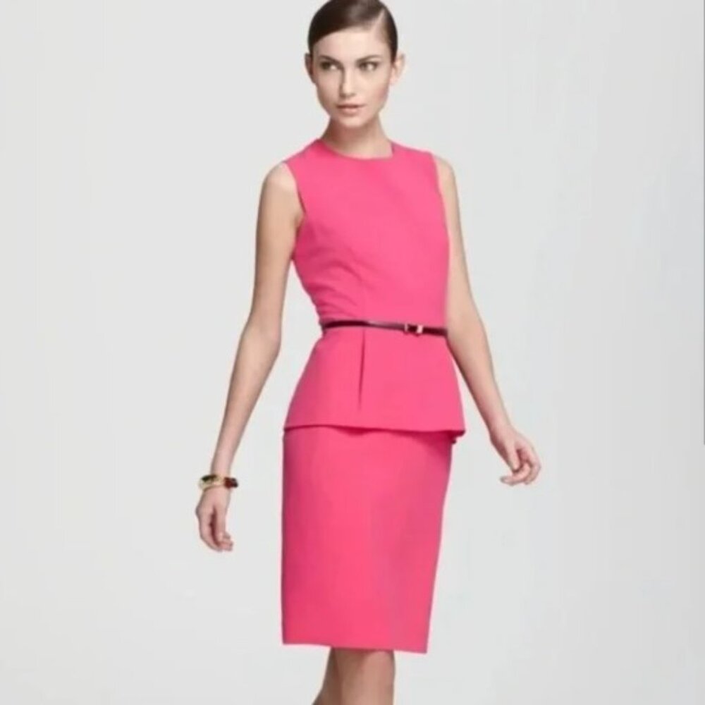 Hot Pink Peplum Sheath Dress size 10 Calvin Klein barbiecore